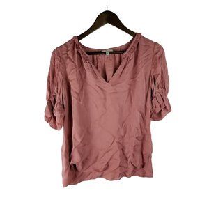 Joie Ruffle Short Sleeve Top XS Women's Pink Silk Used
